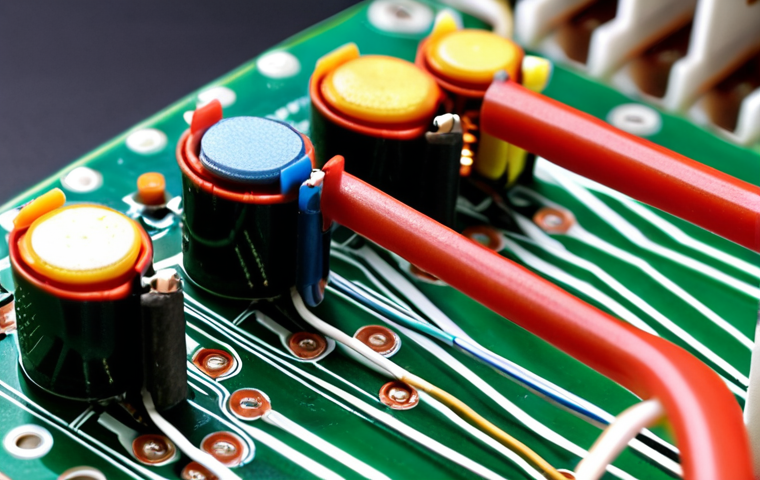 **Image:** A close-up shot of a breadboard circuit featuring a resistor (clearly showing color bands), capacitor, and diode. Wires connect the components. Focus on clear visuals for learning electronics.
