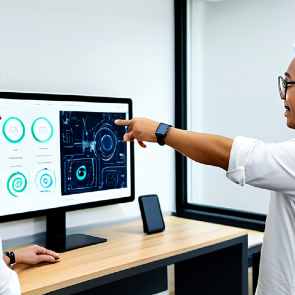 A diverse group of professional Malaysian engineers, fully clothed in modest, appropriate business attire, are engaged in a collaborative meeting within a modern, brightly lit office. One engineer is holding a sleek smartphone, another is gesturing towards a smartwatch on their wrist, and in the background, a tablet displays data related to smart home automation. A subtle glimpse of a complex circuit board design is visible on a large screen, symbolizing the core of electronic engineering. The scene is clean, professional, and depicts innovation and connectivity in daily life. Perfect anatomy, correct proportions, natural pose, well-formed hands, proper finger count, natural body proportions. Safe for work, appropriate content, fully clothed, professional, family-friendly.