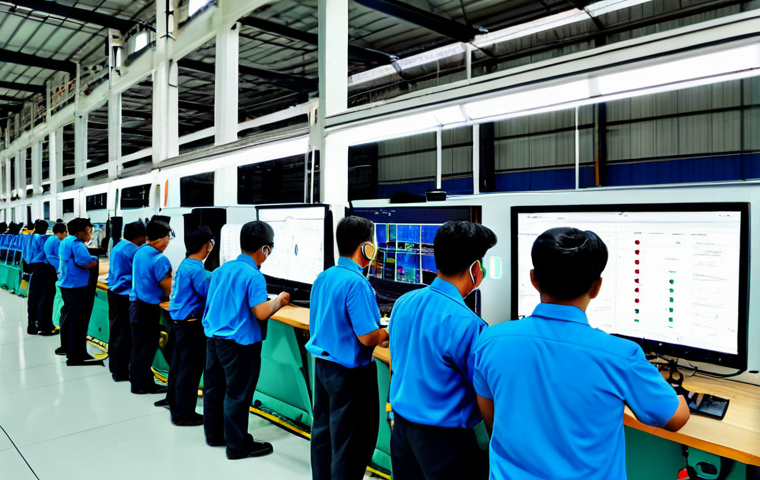 Smart Factory in Johor Bahru**

"A modern textile factory in Johor Bahru, Malaysia, showcasing IoT sensors monitoring machinery, fully clothed workers in appropriate attire, safe for work, professional environment, showing real-time data analysis on large screens, perfect anatomy, correct proportions, natural pose, well-lit, high quality, professional photography, safe for work, appropriate content, fully clothed, family-friendly."

**