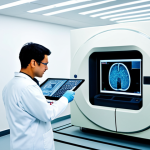 전자기술사와 전자소재 공학 활용 사례 - **Medical Equipment:** A professional electronic engineer in a cleanroom environment, carefully insp...