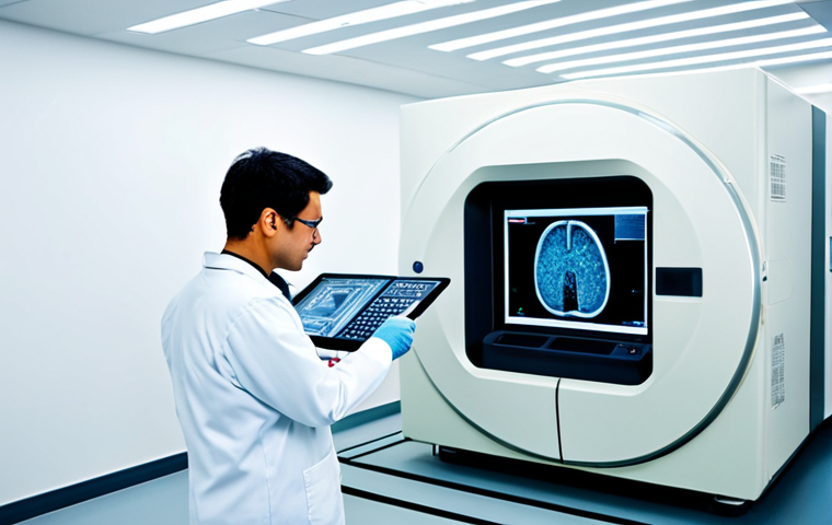 전자기술사와 전자소재 공학 활용 사례 - **Medical Equipment:** A professional electronic engineer in a cleanroom environment, carefully insp...