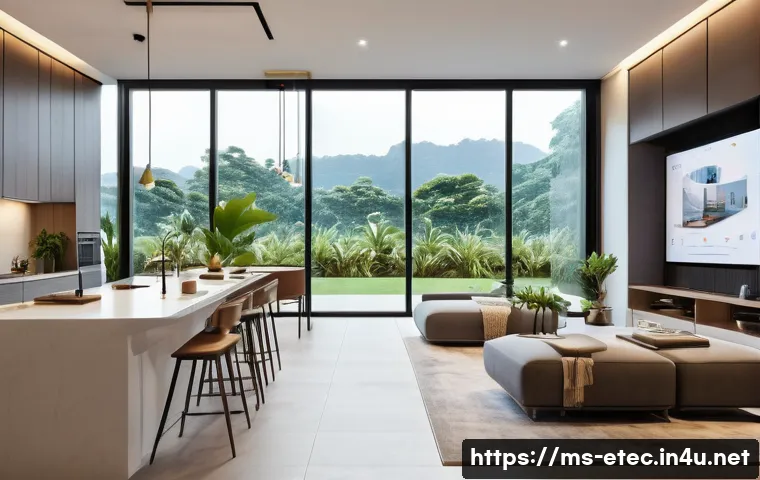 전자기술사와 전기전자 분야의 융합 사례 - A modern Malaysian smart home interior showcasing integrated IoT devices and electrical engineering ...