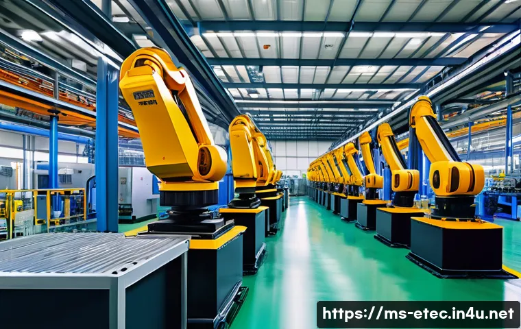전자기술사와 산업별 기술 활용 경험 - A high-tech Malaysian manufacturing factory interior showcasing smart sensors installed on heavy ind...