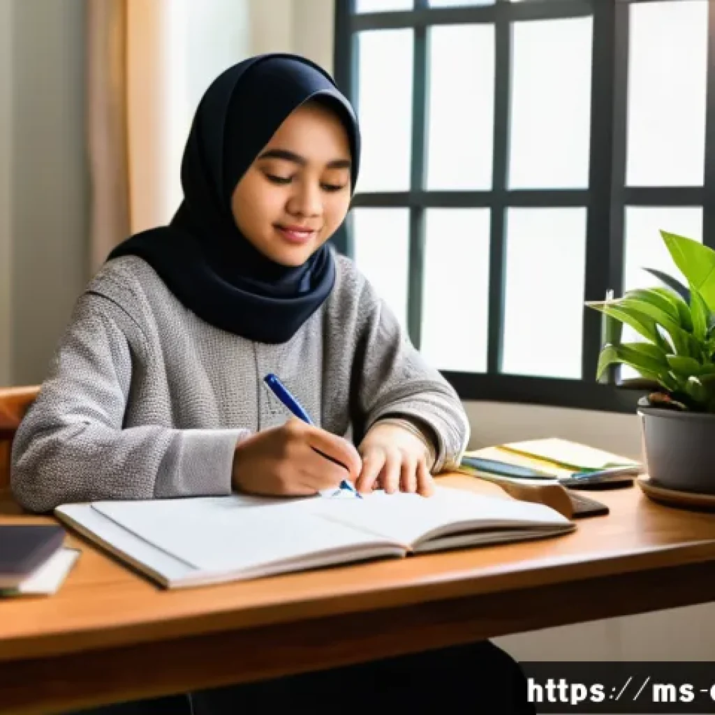 전자기술사 필기시험 스터디 방법 - A cozy study room in a Malaysian home during early morning light, with a young Malay student wearing...