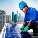 전자기술사 자격증 활용 사례별 분석 - A professional Malay male electrician wearing a certified uniform with a visible official electrical...